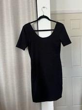 Forever 21 Bodycon Dress Scoop Back Black Medium NEW Half Sleeves