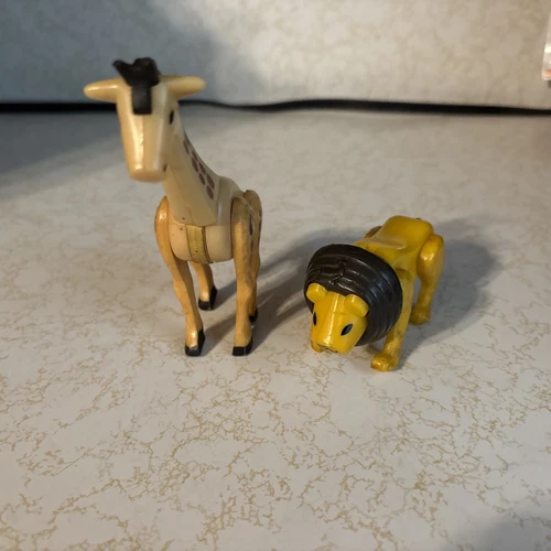 Little People Circus Animal Figure Lot Giraffe & Lion Vintage Fisher Price 1973