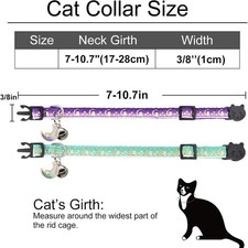 2 Pack Breakaway Cat Collar with Bells,Adjustable Moon and Star Kitten Safety...