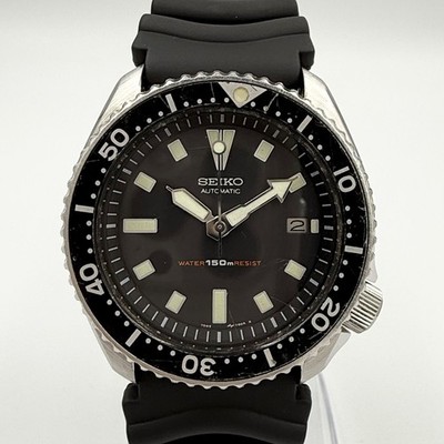 Seiko 7002-7000 Vintage Date Scuba Divers St.Steel Blk Slv
