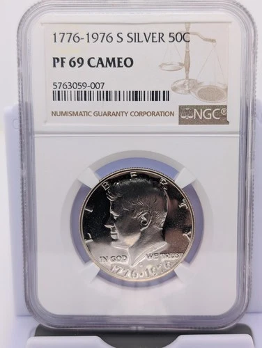 1776 - 1976 S Silver 50c Kennedy Bicentennial Half Dollar  NGC PF69 Cameo