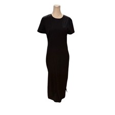 Zara Women's Black Crew Neck Maxi Dress Size S w/ side cutouts NWT