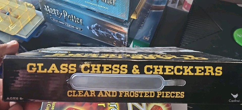 Juego de ajedrez y damas de vidrio piezas transparentes y esmeriladas cardenales completas Foto 2 de 4