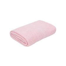 2 Pack 100 Cotton Baby Cellular Blanket Blue 75x100cm Pink