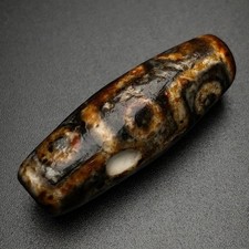 Rare Tibetan Buddhism Agate 2 Eyes Totem Dzi Bead Amulet Necklace Pendant G4862