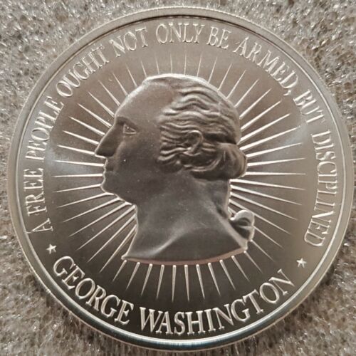 2 OZ 0,999 Silber mit vollem 2. Verfassungszusatz George Washington Art Pistole Large50mm - Bild 1 von 7