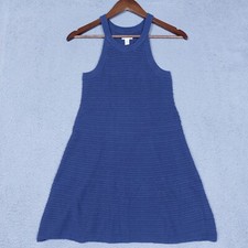 Garnet Hill Kids Dress Girls XL Navy Blue Organic Cotton Crochet A-Line Halter