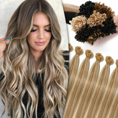 Pre-Bonded Keratin Fusion Nail U Tip Hair Extensions 100%Remy Real Human  Hair 1g