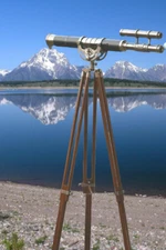 Antique Nautical Floor Standing Brass Telescope 39'' With Wooden Tripod Stand 