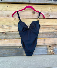 vintage 80s black ribbed bathing suit