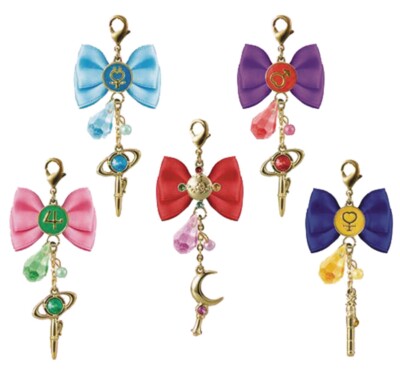 SHOKUGAN SAILOR MOON GUARDIAN CRYSTAL MOTIF CHARM 5 PIECE SET NEW SEALED U.S.