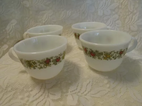 Four Vintage Pyrex Spice of Life Coffee Cups