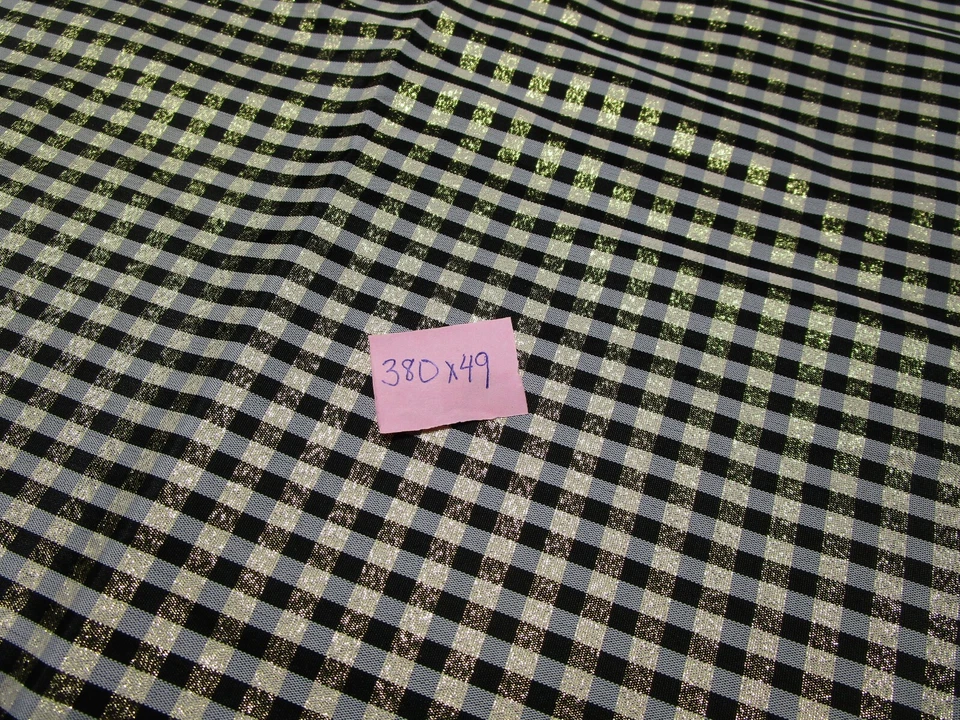 Vintage Plaid Taffeta Fabric  Polyester Shiny 10 Yards 380x49 - Image 2 of 2