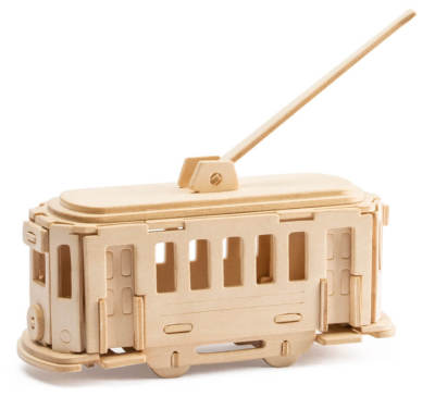 Trolley Bus 3D Wooden Puzzle DIY 3 Dimensional Wood Build It Yourself Project 