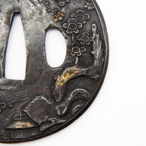 Tsuba Plum tree Design Shakudo Japanese Antique Sword Fittings Samurai Katana - 第 9/23 張圖片