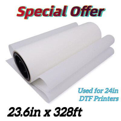 23.6'' x 328ft DTF Film Roll Warm Peel Soft Double Sided For 24in DTF Printer