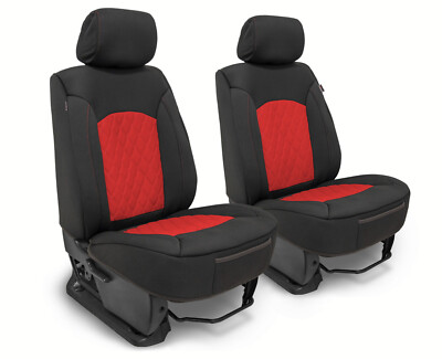 Universal Fit Neoprene Front Seat Covers Set for 2 Low Back Bucket Seats Black/R