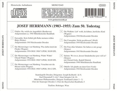 JOSEF HERRMANN DOKUMENTE EINTER SÄNGERKARRIERE: JOSEF HERRMANN NEW CD