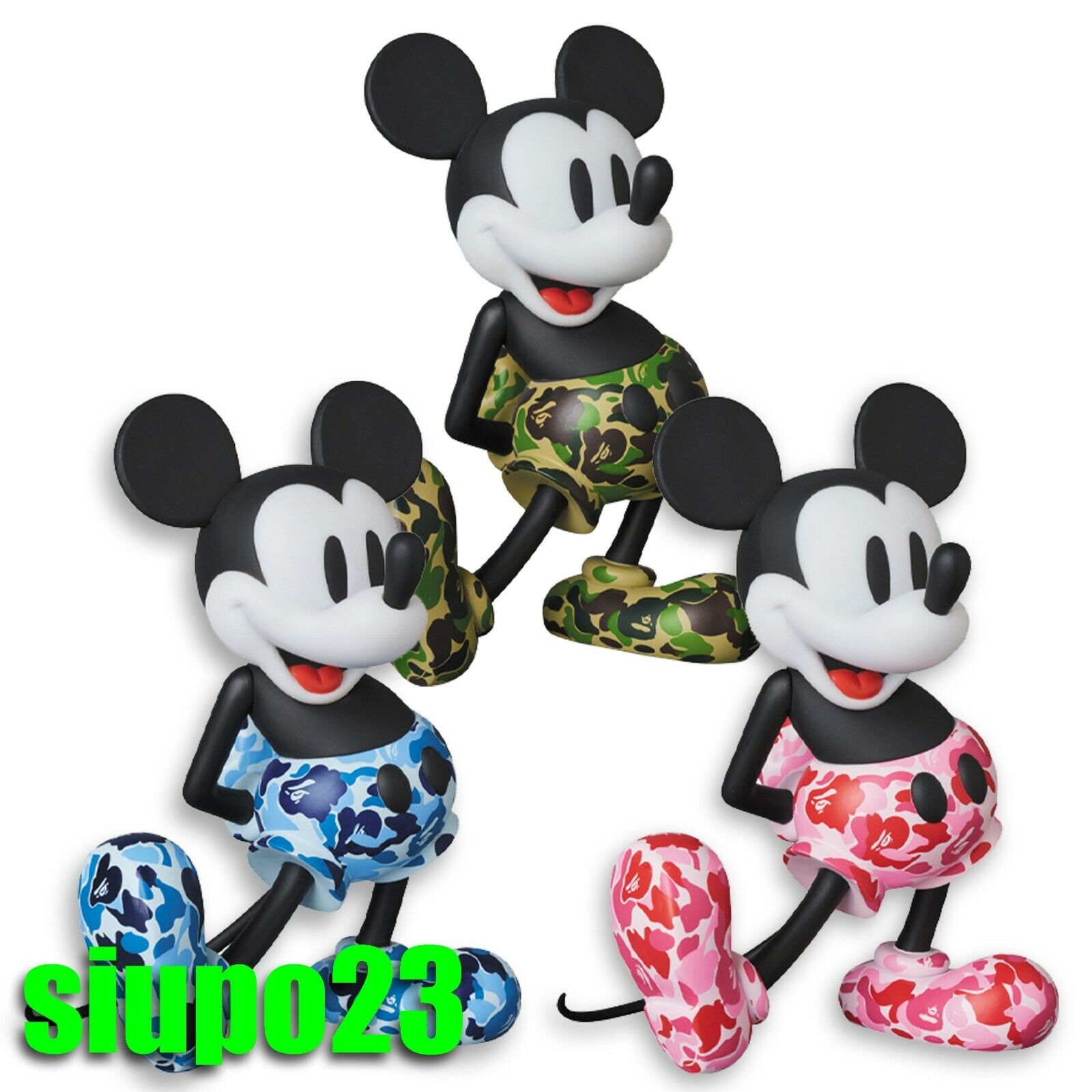 Medicom VCD A Bathing Ape Bape x Mickey Mouse Figure Full Set 3pcs