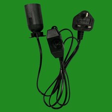 ES E27 Black UK Plug Light Bulb Holder Inline Dimmer Switch Desk Table Salt Lamp