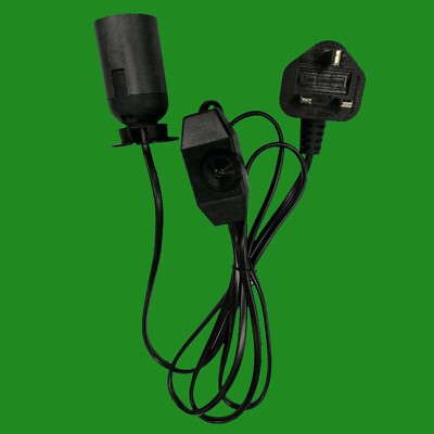 ES E27 schwarz UK Stecker Glühbirnenhalter Inline Dimmer Schalter Schreibtisch Tisch Salz Lampe