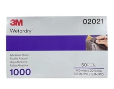 3M Wetordry Abrasive Sandpaper Sheet (02021, 2021), 1000 Grit, 50 Count