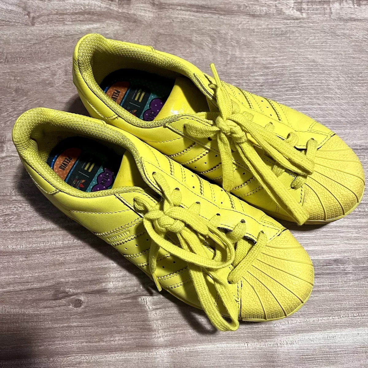 Adidas Pharrell Williams Superstar Canary Yellow Shell Toe Unisex Sneakers