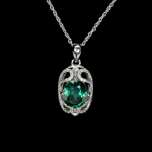 925 Sterling Silver Necklace Oval Green Topaz 10x8mm Natural Gemstone Jewelry 18 - Picture 2 of 10