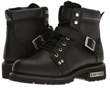 RideTecs Men's 6" Motorcycle Biker Lace Zipper Boot Soft Leather Black 9143