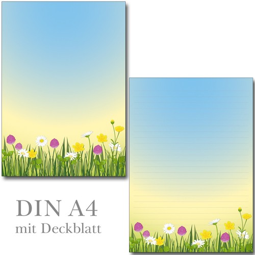 Frühlingswiese Blumen Blümchen Briefpapier Briefumschläge Schreibblock A4 DL Set - Bild 2 von 18