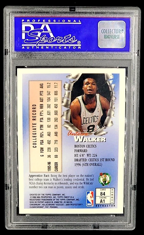 Topps Finest Refractor #84 1996 Antoine Walker radiocontrol novato PSA 9 *Solo 3 superiores* Foto 2 de 4