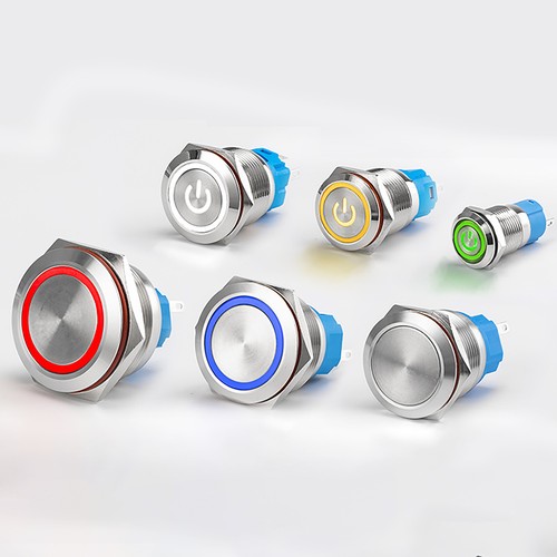 Smart Switch 3-6V/12-24V 12/16/19mm IP65 Steel LED Illuminated POWER Button - Picture 2 of 7