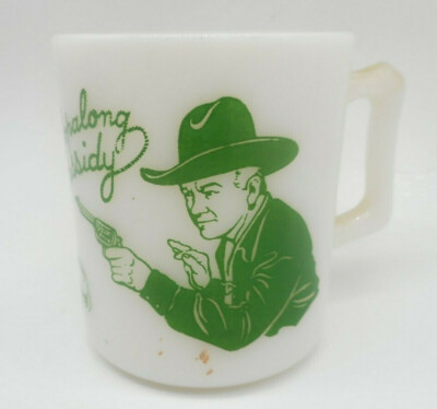 Vintage 1950s Hopalong Cassidy Milk Glass Mug Cup Western Hazel