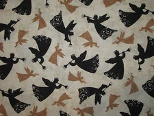 ANGELS WING ANGEL MUSICAL TRUMPET HEAVEN CREAM COTTON FABRIC BTHY 