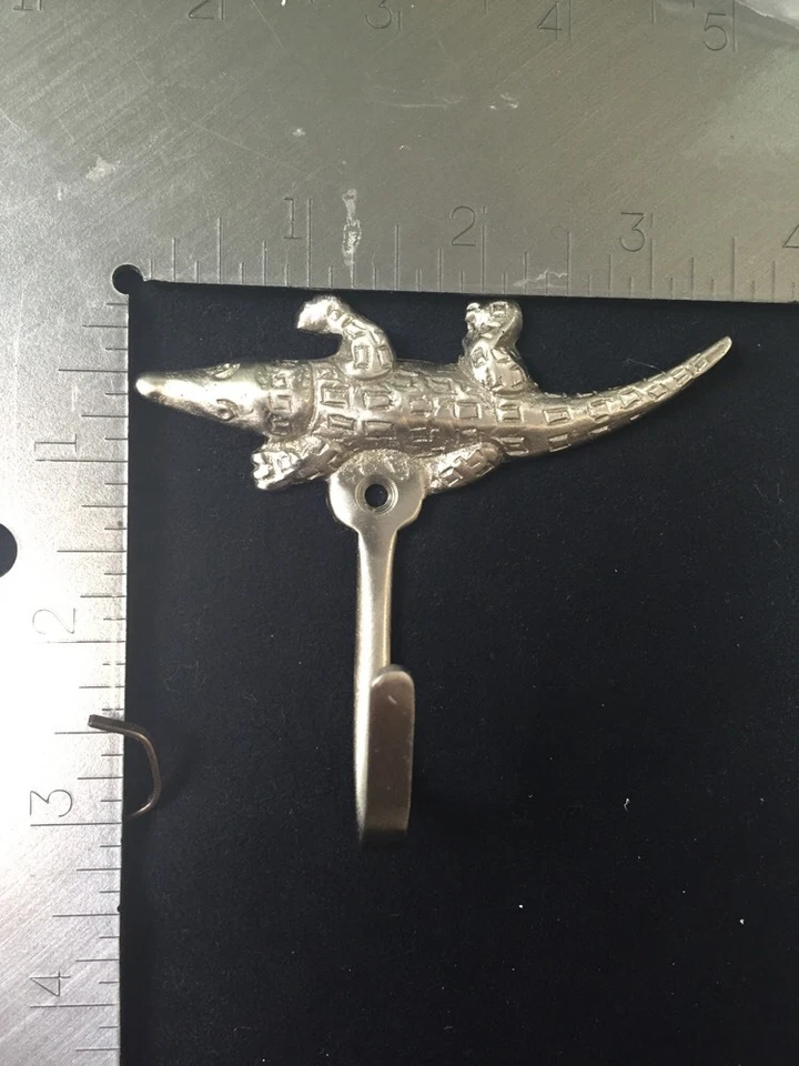 Satin Nickel Decorative Caiman Alligator Crocodile Hooks - Image 3 of 4