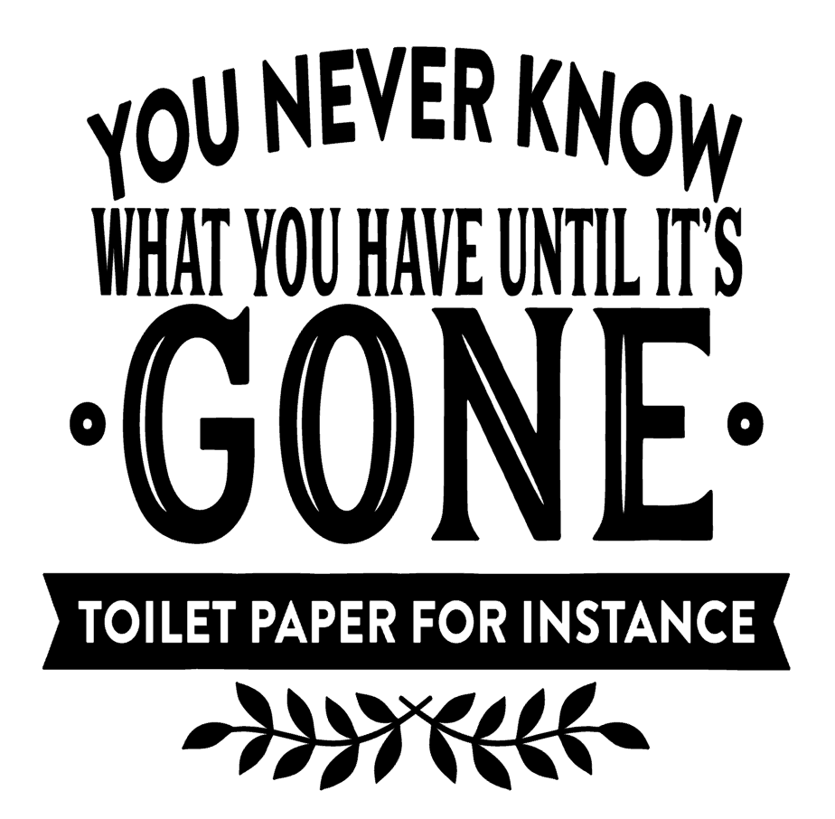You Never Know What You Have Until It's Gone Toilet Paper... Vinyl Decal Sticker