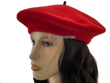 French Wool Beret Vintage Label Edition Red Size 7 Made In France