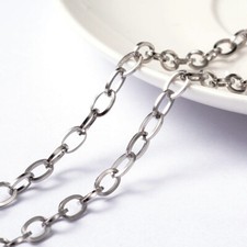 10m/roll Stainless Steel Cable Unwelded Chains Stainless Steel Color 7x4x0.8mm