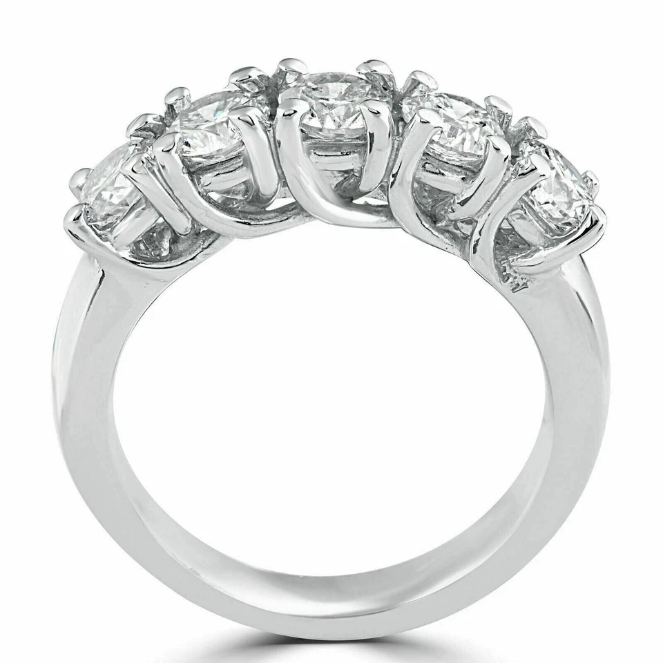 5 Stone 2.50 Ct Round Cut Off White Treated Diamond Band 925 Sterling Silver - Image 3 of 4