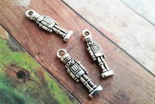 4 Nutcracker Charms Pendants Antiqued Silver Christmas Charms 2 Sided 27mm
