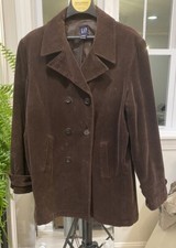 Vintage Stylish Gap Wide Wale Corduroy Double Breasted Blazer Peacoat Brown XL
