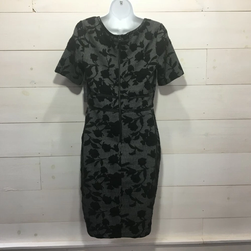 Vestido Vaina NYDJ Mujer Talla 8 Negro Floral Lift & Tuck Adelgazante Carrera Nuevo con Etiquetas Foto 3 de 4