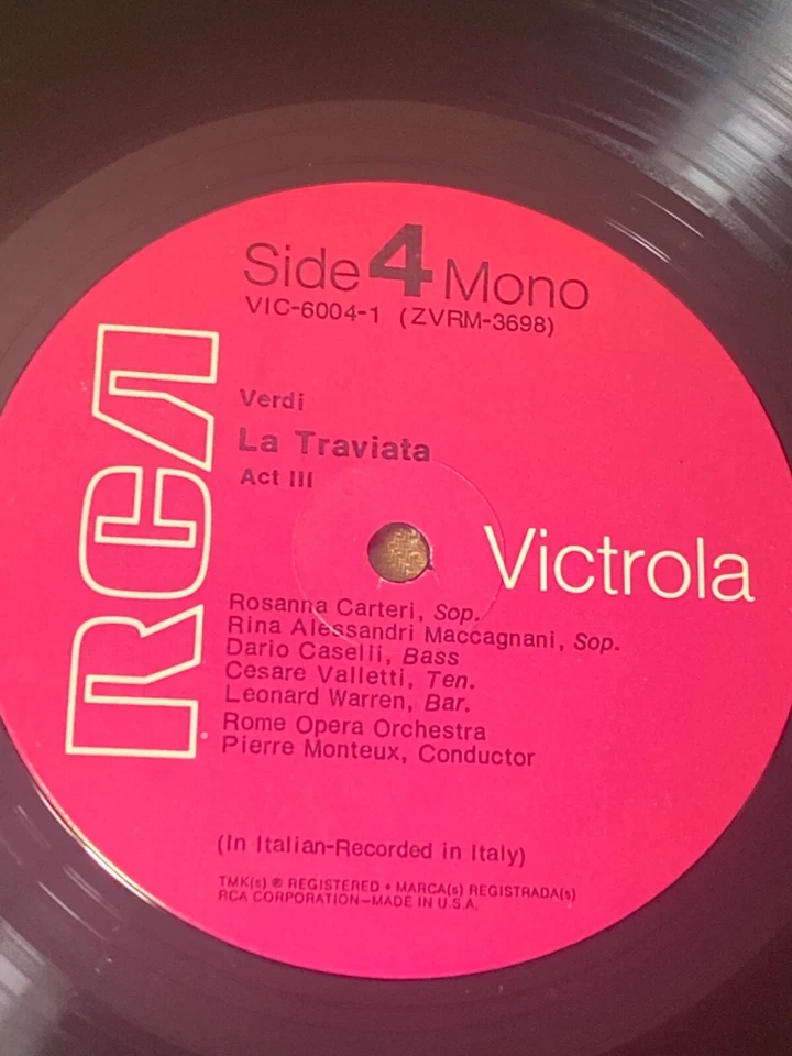 Verdi La Traviata Carteri Valletti Warren Monteux 2 LP Box Set EX/M RCA VIC-6004 - Image 4 of 4