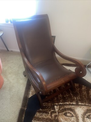 Brown Leather Vintage Art Deco Armchair