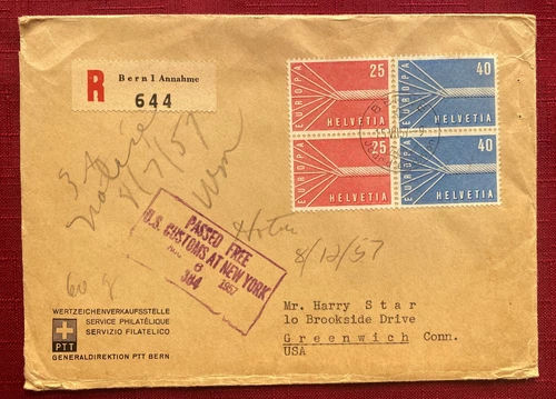 JOHN'S DEALS - SWITZERLAND FDC 1957 - SC #s 363-64 - EUROPA 25, 40