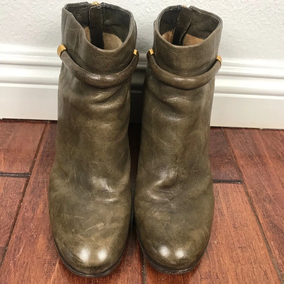 Aerin женщин оливковый серо-коричневый кожаный ботильоны размер обуви 8,5 М - Изображение 2 из 4