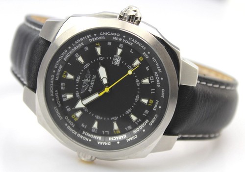 aviator f-series avw7893g3 mens watch black leather strap