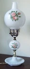 Vintage Milk Glass Hob Nail Table Lamp Floral Design 19" Tall
