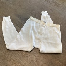  2 Vtg Mens Thermal Cotton Long Johns Underwear Cream L