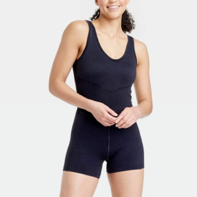 JoyLab Women's Seamless Short Active Bodysuit Black Size XXL